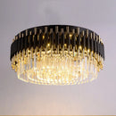 GobekUsa Gold Black Crystal Ceiling Chandelier – Modern LED Round Kitchen Pendant Lamps