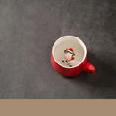 GobekUsa Christmas Animals Ceramic Tea Cup Set Red Porcelain Mugs