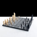 GobekUsa Golden Metal Marble Chessboard: Geometric Square Check King Game Decor Figurines