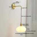 GobekUsa Copper Ceramic LED Wall Light Pull Chain Switch Modern Bedroom Lamp