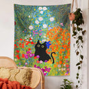 GobekUsa Garden Cat Tapestry Wall Hanging - Psychedelic Bohemia Room Art Home Decor