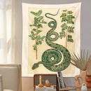GobekUsa Celestial Snake Tapestry Wall Hanging - Hippie Botanical Dorm Decor