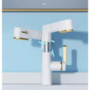 GobekUsa LED Basin Faucet Pull Out White Gold Water Mixer Sink Tap