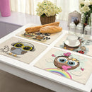 GobekUsa Cute Owl Animal Placemat Music Bird Kitchen Dining Table Mats Coaster Bowl Cup Mat