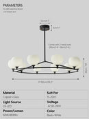 GobekUsa Glass Lampshade Chandelier Copper Hanging Lights Dining Room Bedroom Decor
