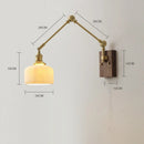 GobekUsa Copper Swing Arm LED Wall Sconce Pull Chain Switch Rotate Walnut Canopy