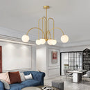 GobekUsa Glass Ball Pendant Chandelier with LED for Dining Living Bar Kitchen Island