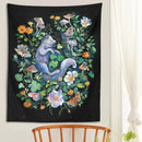 GobekUsa Botanical Floral Garden Tapestry Wall Hanging Fox Wildflower Hippie Psychedelic Home Decor