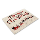 GobekUsa Christmas Linen Dining Table Mats - Festive Home Decor with Santa Claus Print