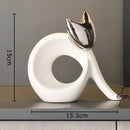 GobekUsa Ceramic Kitten Statue White Cat Sculpture Room Decor Aesthetics