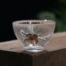 GobekUsa Carved Tin Glass Tea Cup Set - Heat Resistant, Puer Chinese, Elegant Design