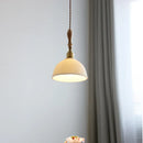 GobekUsa LED Pendant Light Ash Wood White Ceramic Japanese Style Hanging Lamp