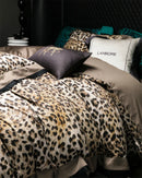 GobekUsa Egyptian Cotton Leopard Print Luxury Bedding Set, Silky Soft Bed Sets