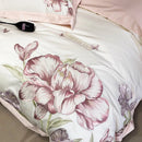 GobekUsa Blooming Flowers Embroidery Bedding Set 600TC Egyptian Cotton Duvet Cover Queen King