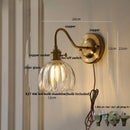GobekUsa Glass Copper Knob Switch LED Wall Sconce - Modern Nordic Design