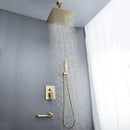 GobekUsa Brushed Gold In-Wall Shower Set with Rainfall Shower Head 8-12"