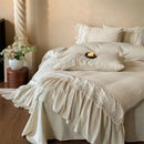 GobekUsa French Lace Ruffle Embroidery Bedding Set with Natural Health Skin Fabric