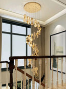 GobekUsa Gold Crystal Chandeliers LED Pendant Lamp for Modern Living Spaces