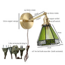 GobekUsa Green Glass LED Wall Sconce, Pull Chain Switch, for Bedside, Bathroom, Living Room