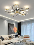GobekUsa Gold Aluminum LED Chandelier with K9 Crystal, Luxury Pendant Lights for Home Décor