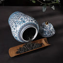 GobekUsa Blue White Ceramic Enamel General Jar Tea Canister Desk Flower Texture Pot