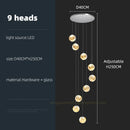 GobekUsa Glass Ball Spiral Chandelier for Modern Staircase & Dining Table LED Ceiling Light