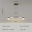 GobekUsa Black Ring LED Pendant Chandelier for Living Room, Bedroom, Kitchen - Modern Minimalist Lighting