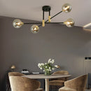 GobekUsa Black & Gold LED Round Ball Chandelier - Elegant Lighting Fixture for Home