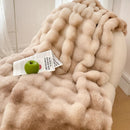 GobekUsa Gradient Pink Double Layer Faux Fur Winter Blanket