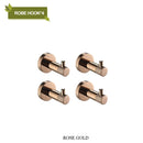GobekUsa Bathroom Accessories Set: Rose Gold Chrome Hook, Brushed Gold Towel Rack, Stainless Steel Toilet Paper Holder