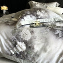 GobekUsa Flowers Pattern Brushed Bedding Set: Duvet Cover, Bed Sheet, Fitted Sheet, Pillowcase 4Pcs
