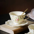 GobekUsa Gold-plated Classical Ceramic Cup & Saucer Set for Dining Table Coffee Afternoon Tea