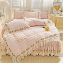 GobekUsa Korean Princess Bedding Set: Flowers, Lace, Ruffles, Embroidery, Quilted, Duvet Cover, Bedspread