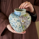 GobekUsa Ceramic Vase with Artificial Flowers - Room Aesthetic Decor