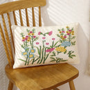 GobekUsa 3D Pink Flower Farmhouse Style Cushion Cover 45x45cm - Embroidered Sofa, Bed, Living Room