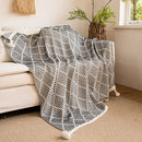 GobekUsa Knitted Diagonal Stripe Sofa Blanket for Warm Autumn Winter Home Decor