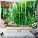 GobekUsa Bamboo Forest Pigeon Path Tapestry: Hippie Psychedelic Wall Hanging for Natural Home Decor
