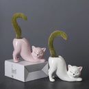 GobekUsa Cat Tail Succulent Planting Porcelain Vase - Cute Cartoon Cat Flowerpot