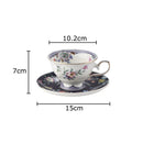GobekUsa Flowers Pattern Ceramic Cup & Saucer Set for Dining Table, Coffee, Tea, Juice