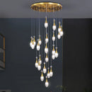 GobekUsa LED Luxury Chandelier for Living Room Hall Dining Kitchen - Modern Double Staircase Lighting