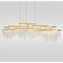 GobekUsa Crystal Tassel Chandelier: Modern Luxury Silver Hanging Lamp for Dining Room