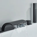 GobekUsa Black Brass Waterfall Tub Faucet Three Handles Hot Cold Mixer