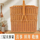 GobekUsa Handwoven Rattan Picnic Basket with Lid and Rectangular Outdoor Storage