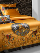 GobekUsa Luxe Brocade Cotton Embroidered Bedding Set - Quilt Cover Bed Linen Bedspread