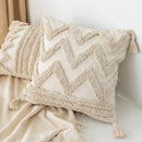 GobekUsa Geometric Tufted Tassel Pillow Cover - Handcrafted Boho Chic Cushion Cover