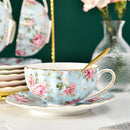 GobekUsa Elegant Flower Tea Cup Set with Spoon & Saucer