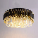 GobekUsa Gold Black Crystal Ceiling Chandeliers: Modern LED Round Kitchen Pendant Lamps for Home Lighting
