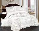 GobekUsa Luxe Champagne Jacquard Lace Bedspread Set with Pillowcases