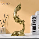 GobekUsa Giraffe Head Sculpture Resin Animal Statue Interior Golden Ornaments