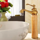 GobekUsa Gold Jade Brass Bathroom Basin Faucet | Deck Mounted Hot Cold Water Mixer